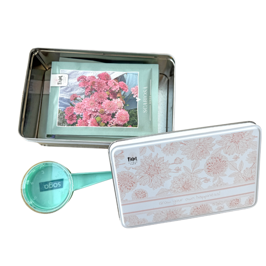 Bloemenzaden bewaarblikje