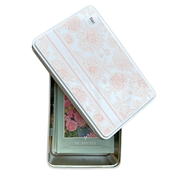 Bloemenzaden bewaarblikje