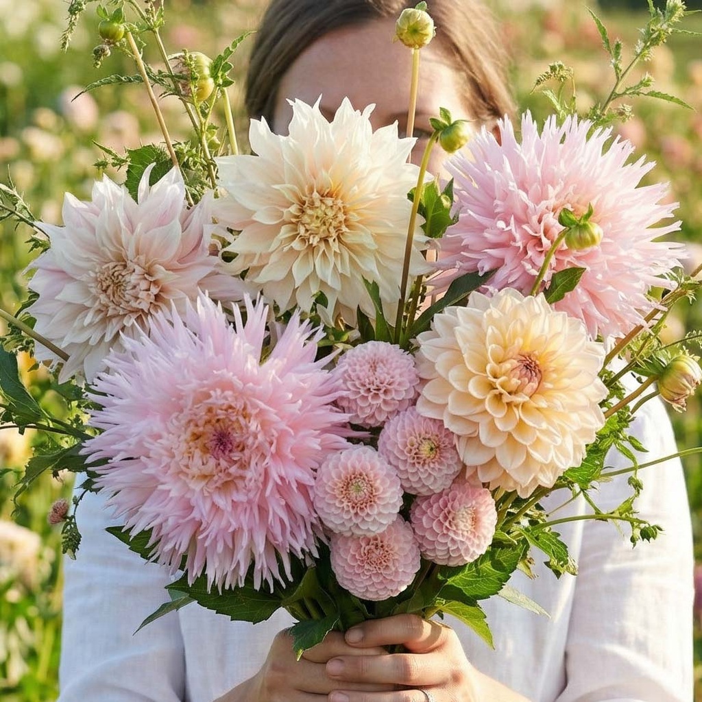 Mix Soft Pink (6 dahlias)